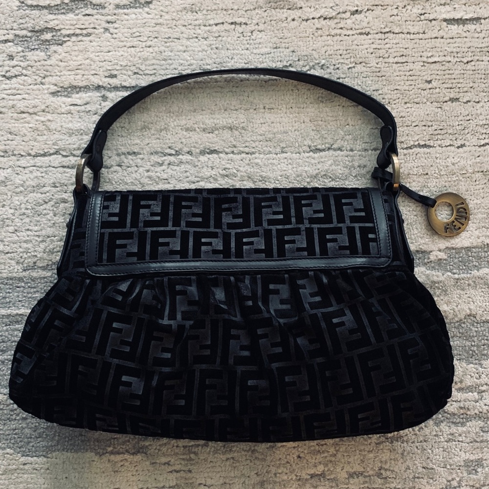 Fendi Black Grande Borsa Chef Suede Leather Bag - Picture 5 of 13